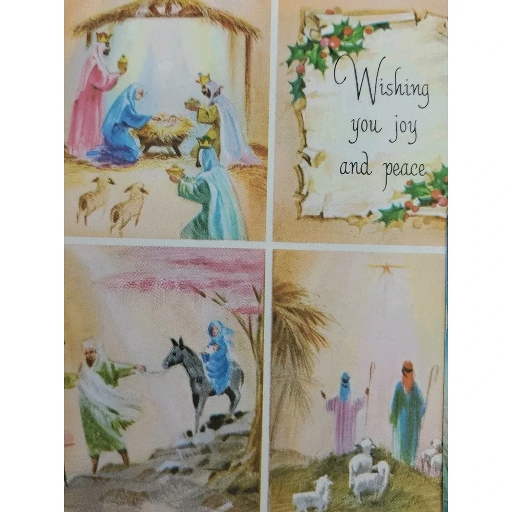 10 Old Used Vtg CHRISTMAS CARD Fronts 4 Craft Nativity 3 Kings Bae Jesus Mary Jo